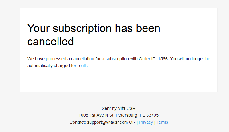 adderin cancellation