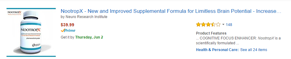 nootropx amazon listing