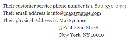 Max Synapse Contact Info