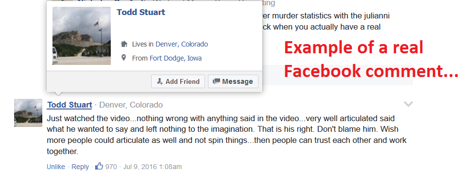 real facebook comment