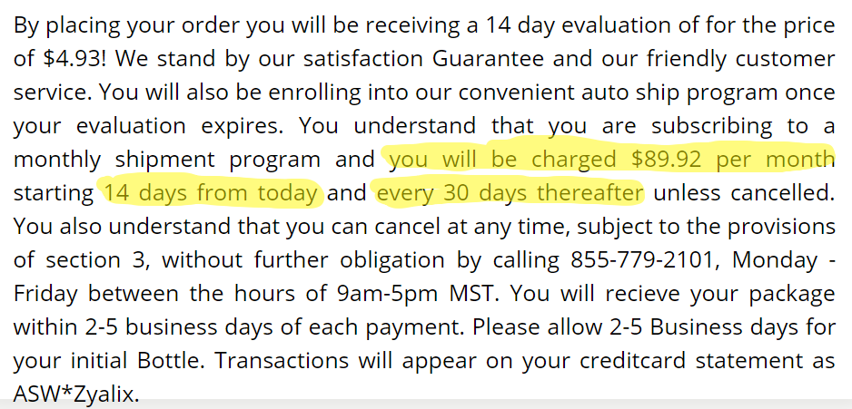 zyalix terms and conditions